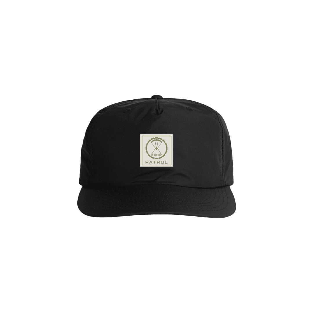Black Patrol Surf Cap, Quick dry snapback cap, outdoor clothing