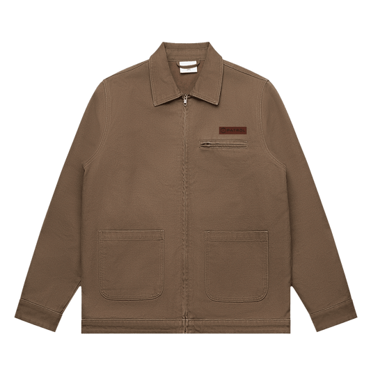 Walnut Patrol Canvas jacket front, duck canvas fleece lined jacket, outdoor clothing