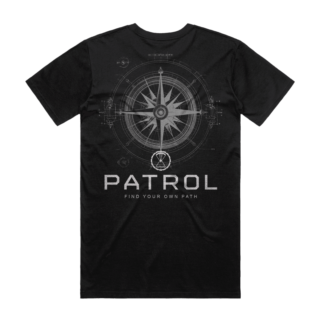 Patrol Nautical Compass Blueprint Tee back, Unisex 100% cotton tee, outdoor clothing