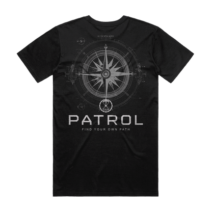 Patrol Nautical Compass Blueprint Tee back, Unisex 100% cotton tee, outdoor clothing