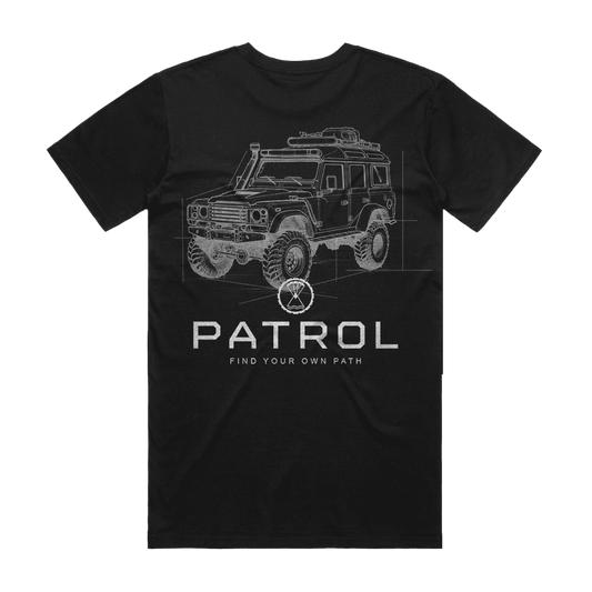 Patrol Offroad Blueprint Tee back, Unisex 100% cotton tee, outdoor clothing