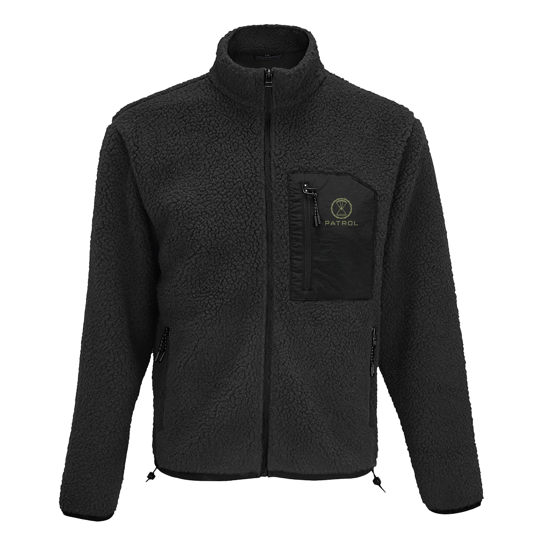 Patrol Goods black sherpa fleece, outdoor unisex clothing.