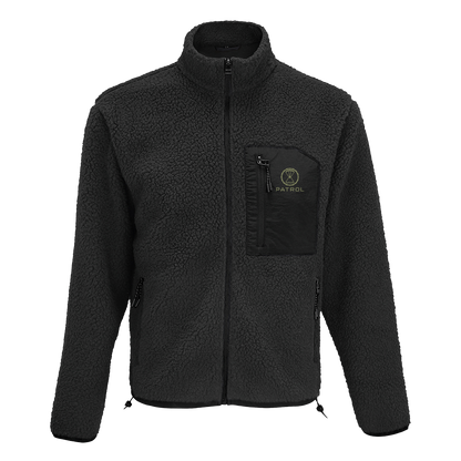 Patrol Goods black sherpa fleece, outdoor unisex clothing.