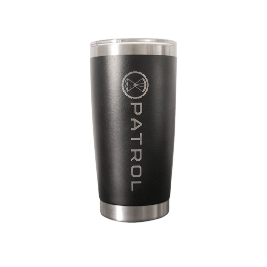 Black Patrol Travel Mug, 20oz stainless steel insulated tumbler, leakproof lid